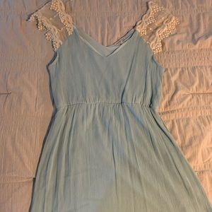 Blue dress with lace sleeves